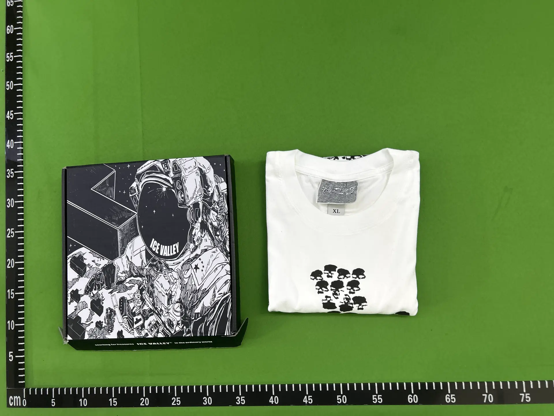 ICE VALLEY White Skull Print Cotton T-Shirt XL