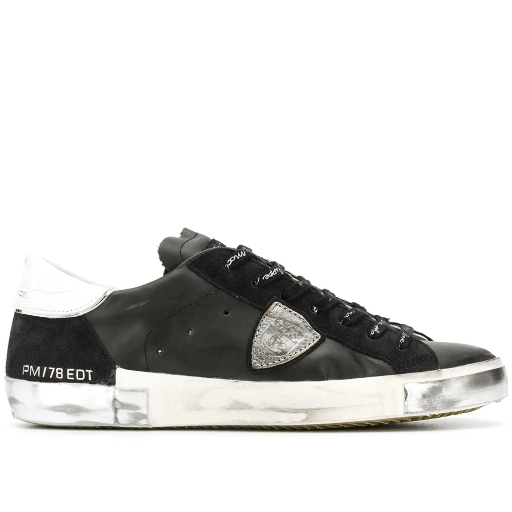 Philippe Model Paris men's and women's shoes, black dirty shoes, distressed board shoes, leather fashionable casual shoes Foto QC de TAOBAO na Qualit.ly