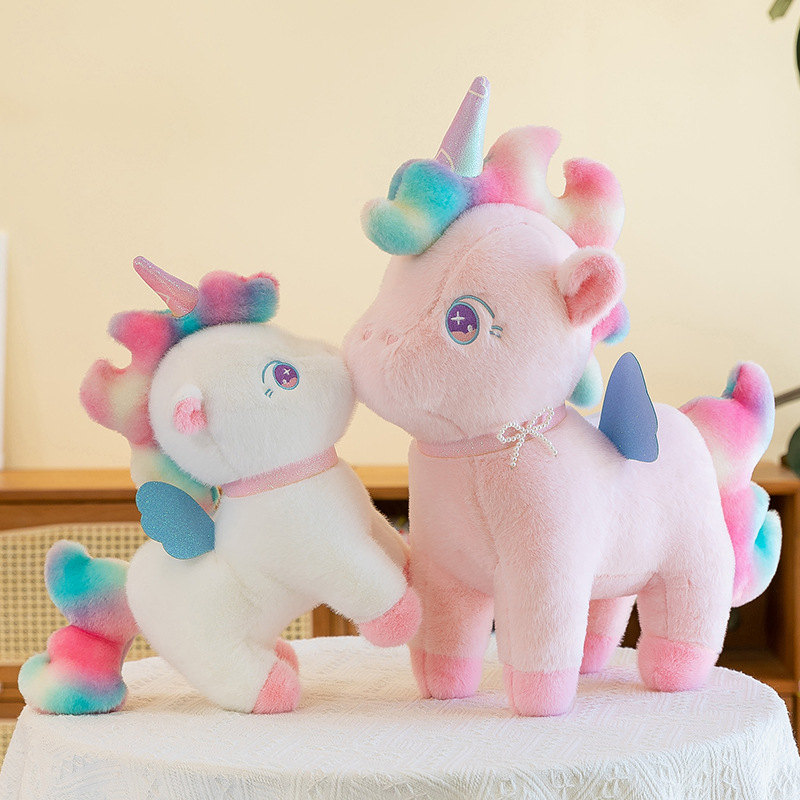 Colorful Unicorn Doll, Cute Little Horse Plush Toy, Healing Doll for Girls, Children's Bedtime Cuddle Toy