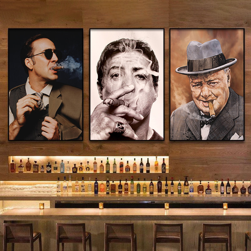 Modern Art Churchill Cigar Painting Industrial Style American Wall Art Retro Poster British Style Wall Decoration Painting
