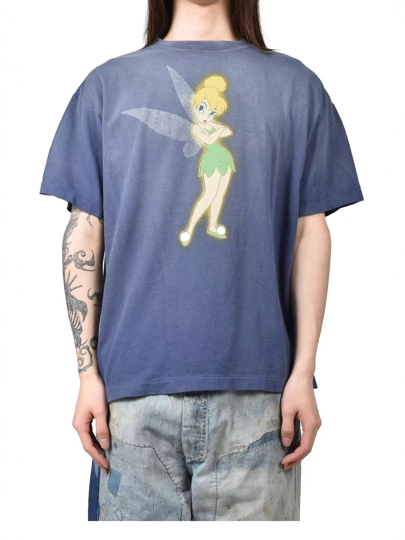 Saint of Michael American Fashion Brand T-Shirt with Chest Graphic and Letters on the Back, Summer Unisex Round Neck Short-Sleeve T-Shirt