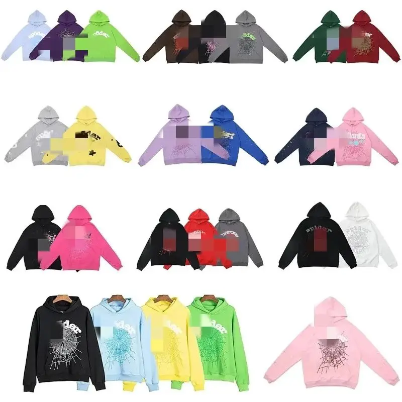 Sp5der Hoodie 美式高品质蜘蛛网发泡字母连帽衫宽松男女套装