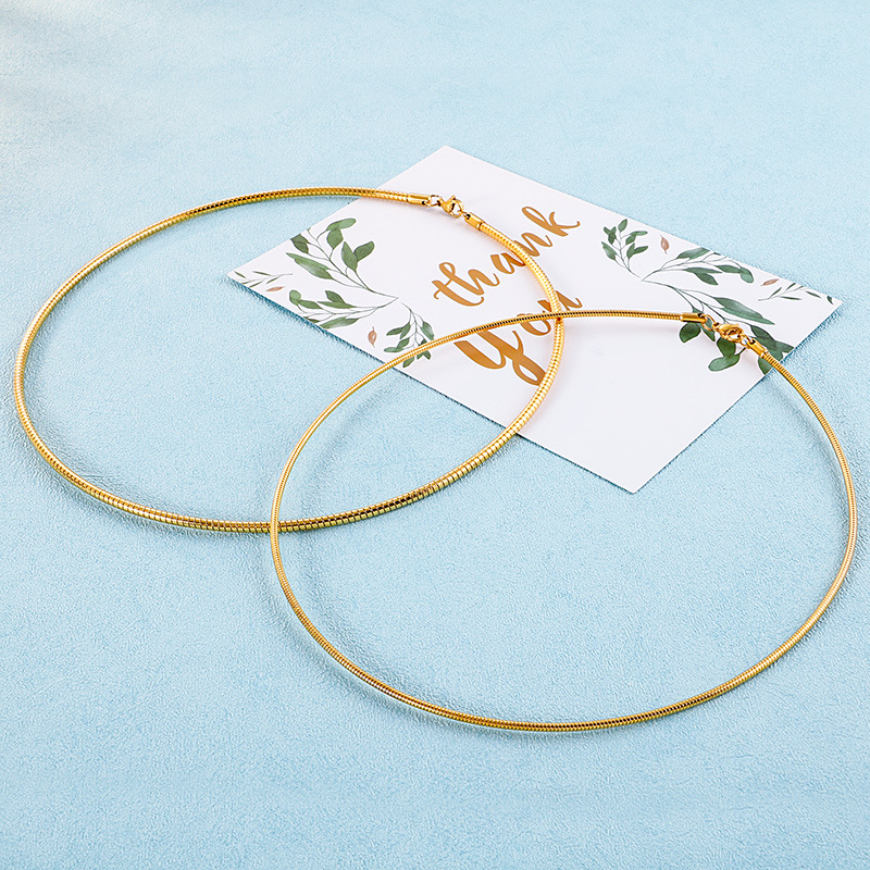 European and American collar round stainless steel necklace foreign trade supply European and American style gold ladies jewelry wholesale