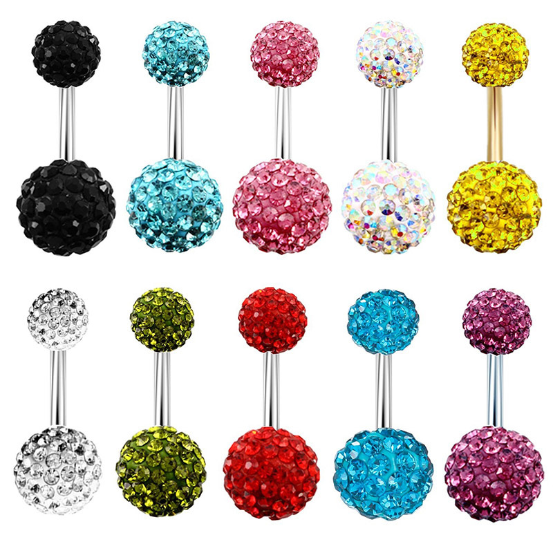 Piercing Jewelry Hot Sale Soft Clay Mud Ball Navel Button Navel Ring Diamond Ball Navel Jewelry Manufacturer Direct Sales Fashion