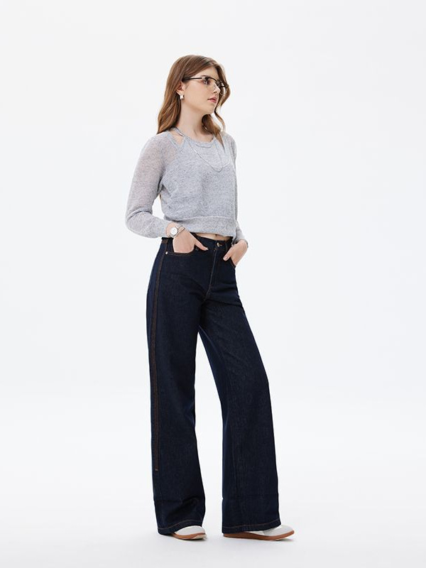 Black Jeans Women's Autumn 2025 New Straight Tube Loose Pear Shaped Body Slimming Tape Narrow Wide Leg Pants