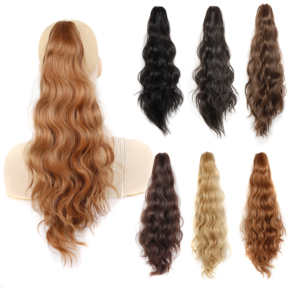European and American wig female snake curl grip horsetail natural realistic claw clip chemical fiber wig egg roll horsetail