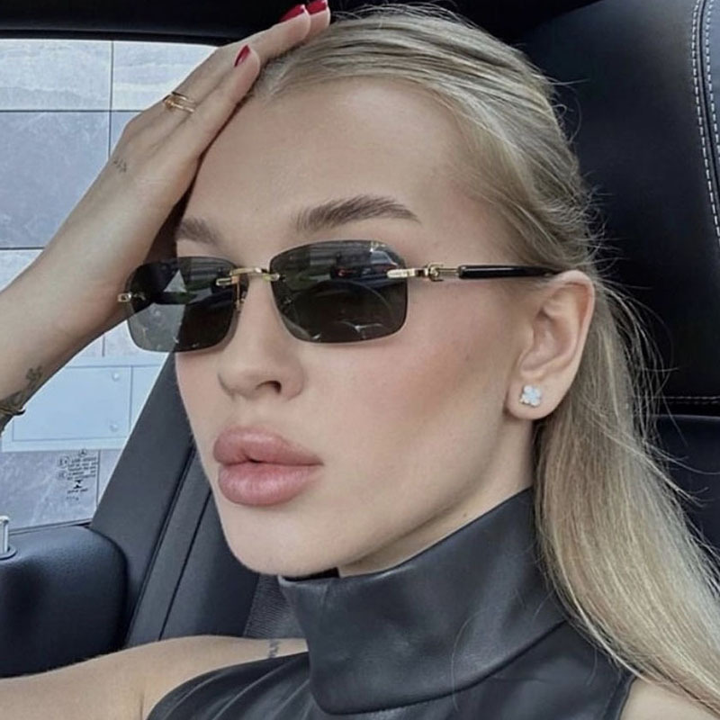 Cross-Border Personalized Frameless Cut-Edge Sunglasses, New Small-Frame Retro Sunglasses, High-End Anti-Uv Sunglasses