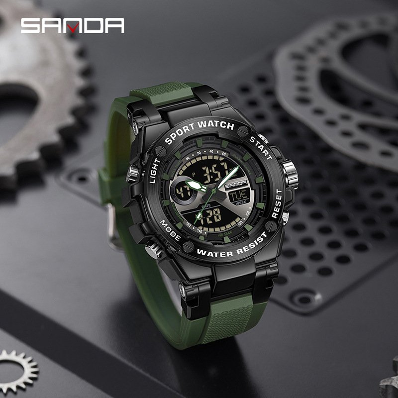 Sanda European and American Trendyy Casual Business Men's Watch Cool Sports Multi-Function Alarm Clock Timing Luminous Led Digital Watch