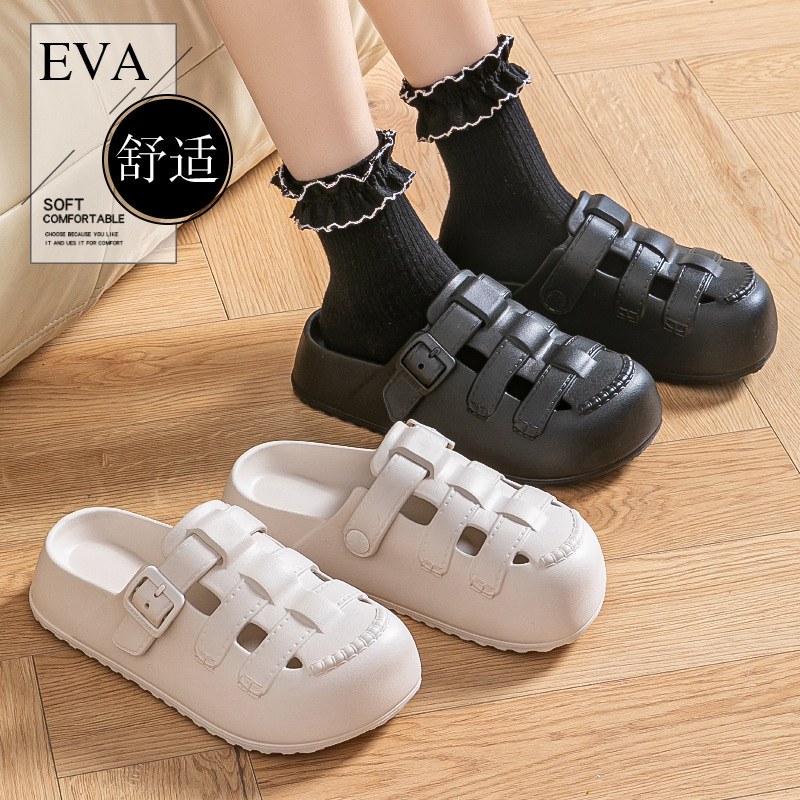 Cave Shoes Women's 2025 New Summer Outwear Bucken Sandals and Slippers EVA Thick Sole Non-slip Breathable Slippers