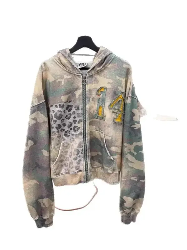 Retro Camouflage Leopard Zipper Sweatshirt