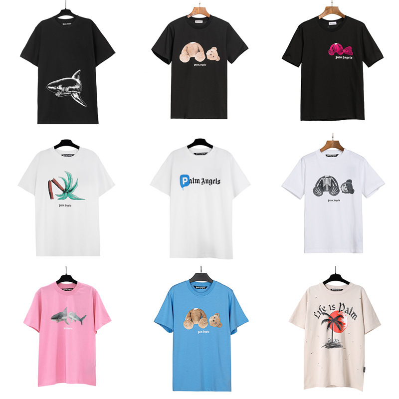 Correct PALM Short Sleeve Palm Angels Broken Bear Angels Butterfly Print T-Shirt Teddy Bear Half Sleeve