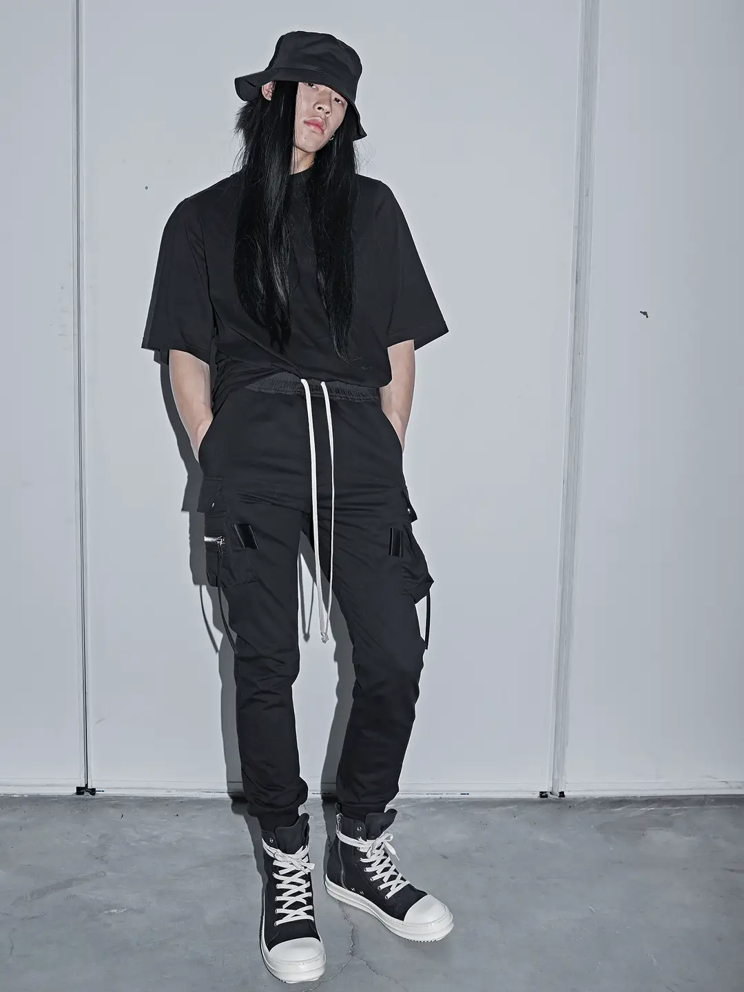 Pink Elephant Fhdx Dark Rick Owens Style Casual Pants with Side Zipper Pockets Slim Fit Long Pants Bombshell Pants