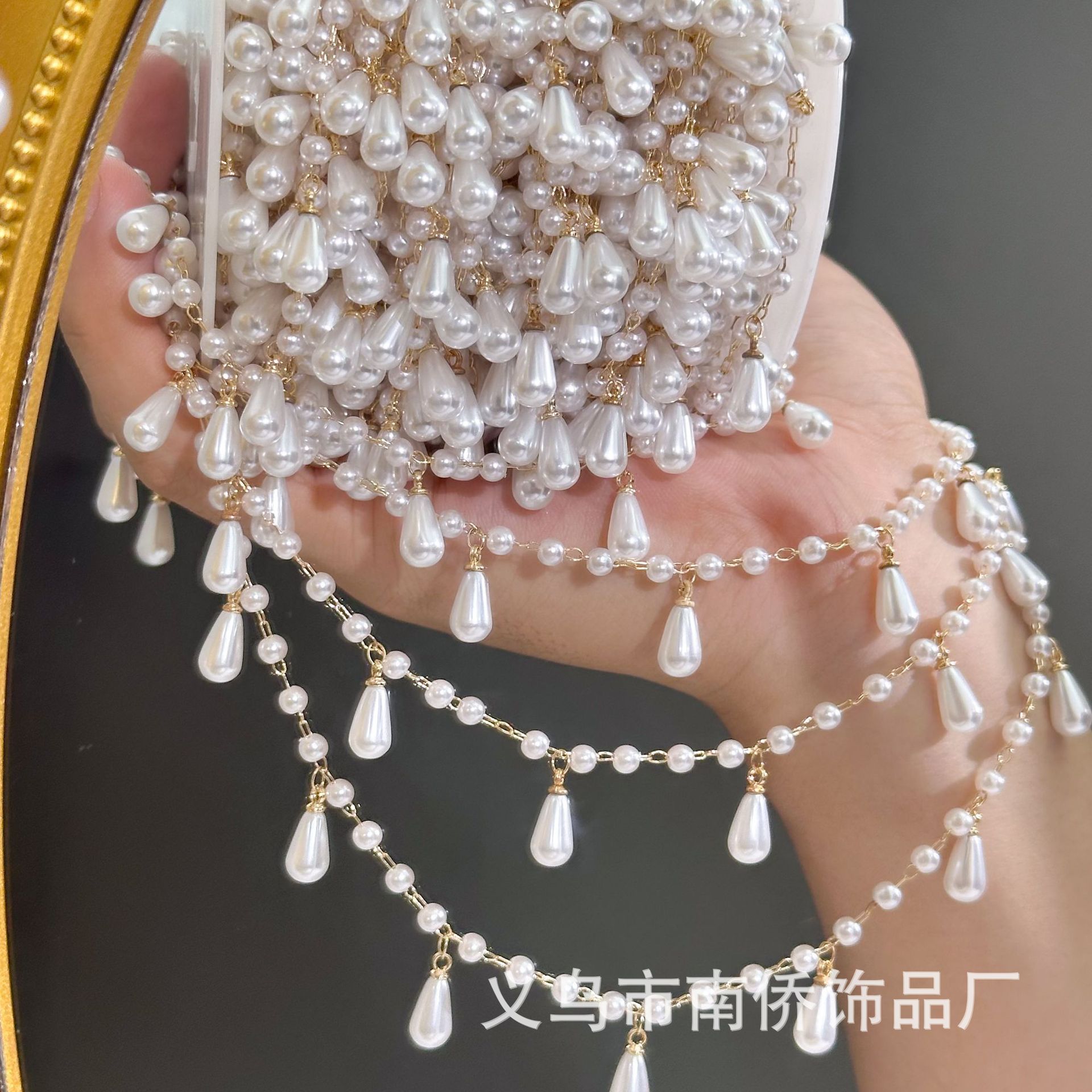 DIY Chain Pearl Water Drop Tassel Chain Dunhuang Ancient Style Headdress Yingluo Hair Accessories Material Clothing Jewelry Accessories