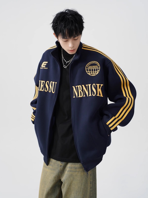 American Style Zipper Sweater Jacket for Men and Women Spring and Autumn National Fashion New Explosions Academic Style Loose Cardigan Jacket Jacket