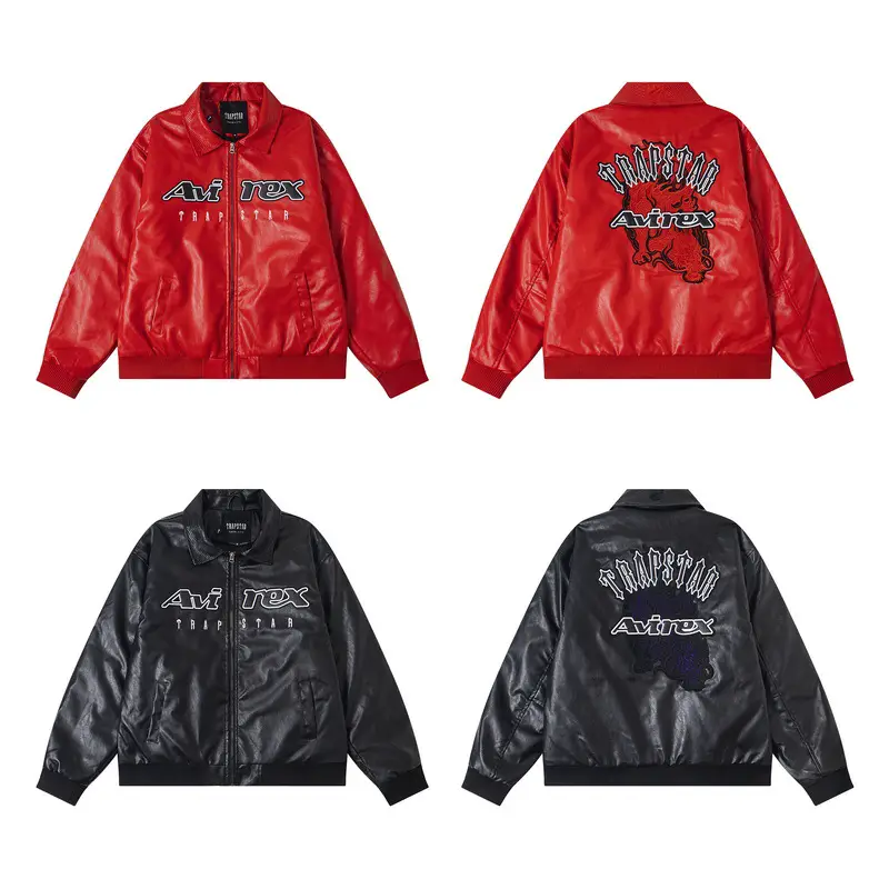 American Cross-Border Avirex X Trapstar Leather Jacket Quilted Jacket Loose Hip-Hop High Street Men and Women