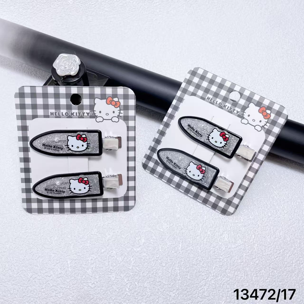 Officially Licensed Sanrio Hello Kitty Silver Glitter Traceless Hair Clip 13472