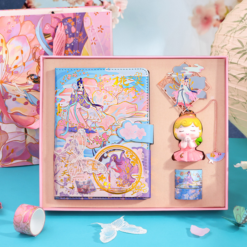 Little Princess Hand Account Gift Box Stationery Set Ten Color Pen Cute Doll Girl's Birthday Gift Color Page Journal