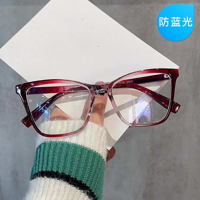Cat eye anti-blue light plain glasses for Women New retro European and American contrast color ins glasses frame with glasses black frame glasses fashion