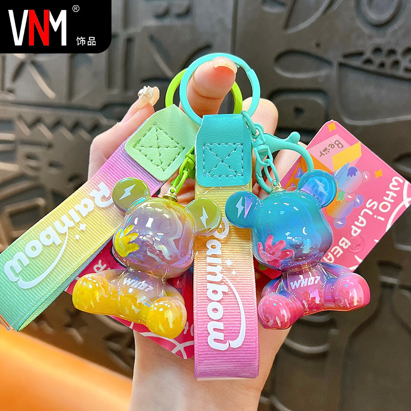 Creative fashion cool graffiti handprint bear key chain exquisite bag pendant car key chain couple gift wholesale