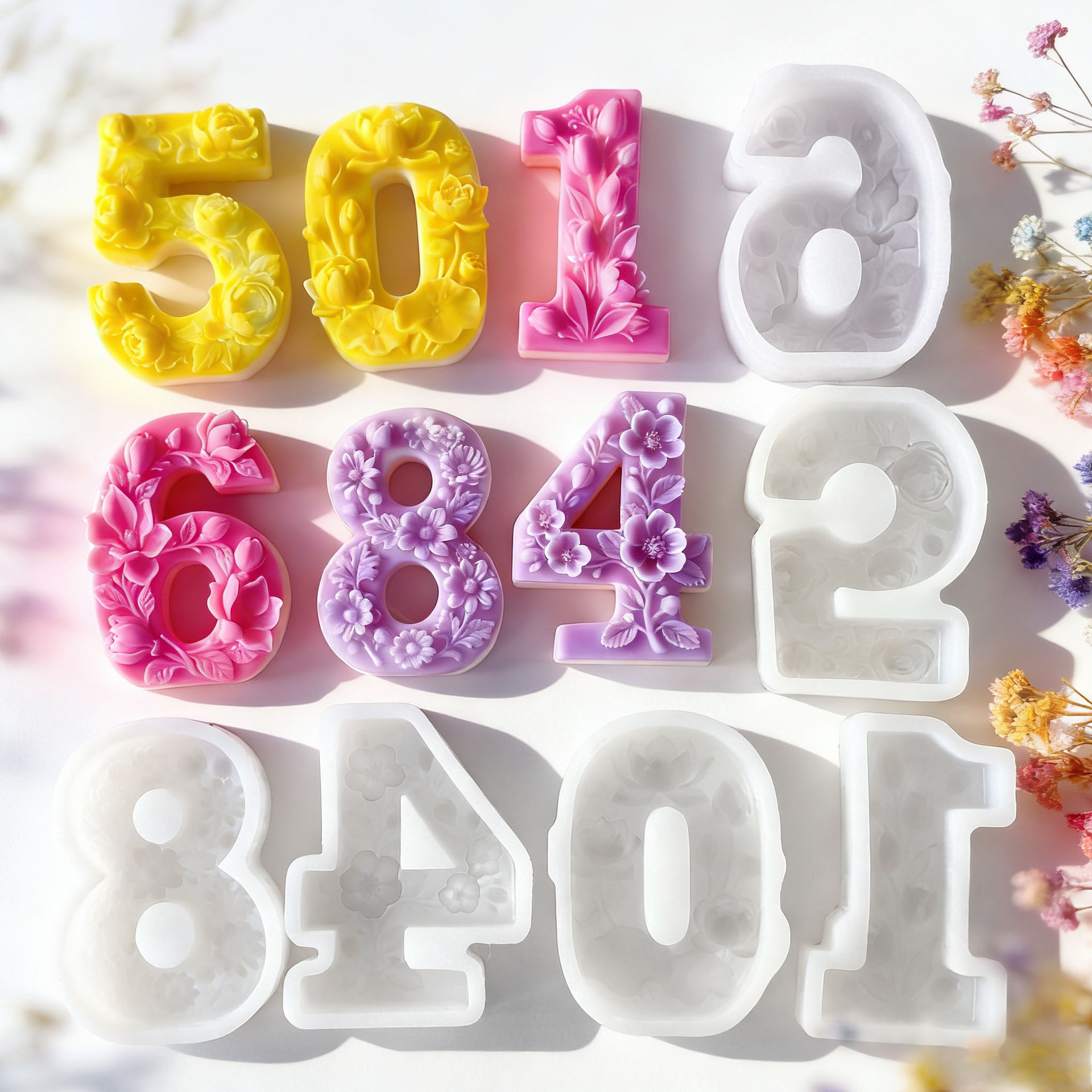 Jiahuimei Digital Candle Silicone Mold DIY Birthday Digital Scented Candle Decoration Mold