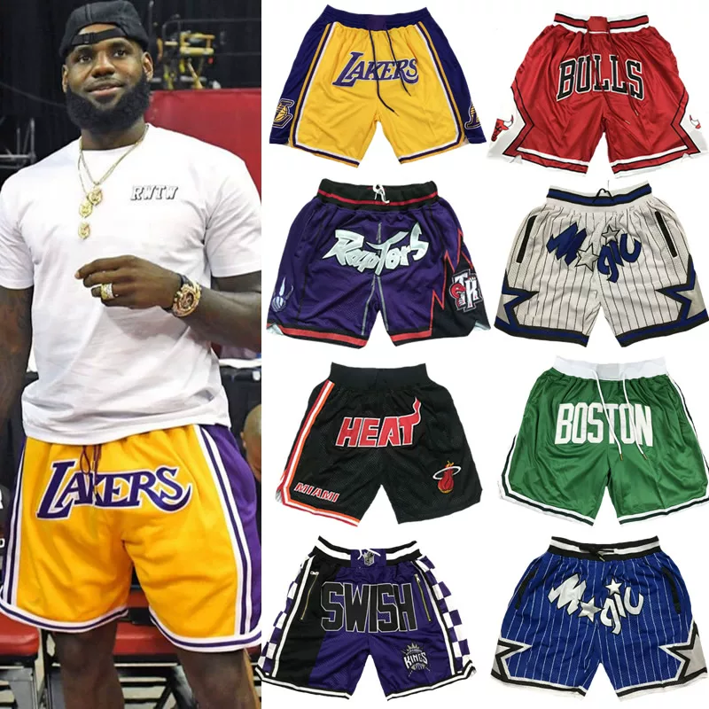 Miami, Lakers, James, Bulls, Magic, Raptors, Embroidered Basketball Pants, American Men's Loose Five Point Breathable Shorts QC-foto van TAOBAO op Qualit.ly