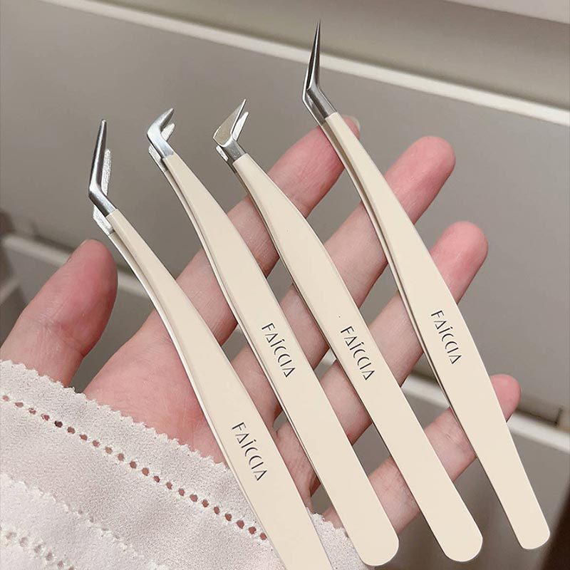 Fei Xi eyelash tweezers high density grafting special tool bag set Hawk beak round head gold feather clip novice