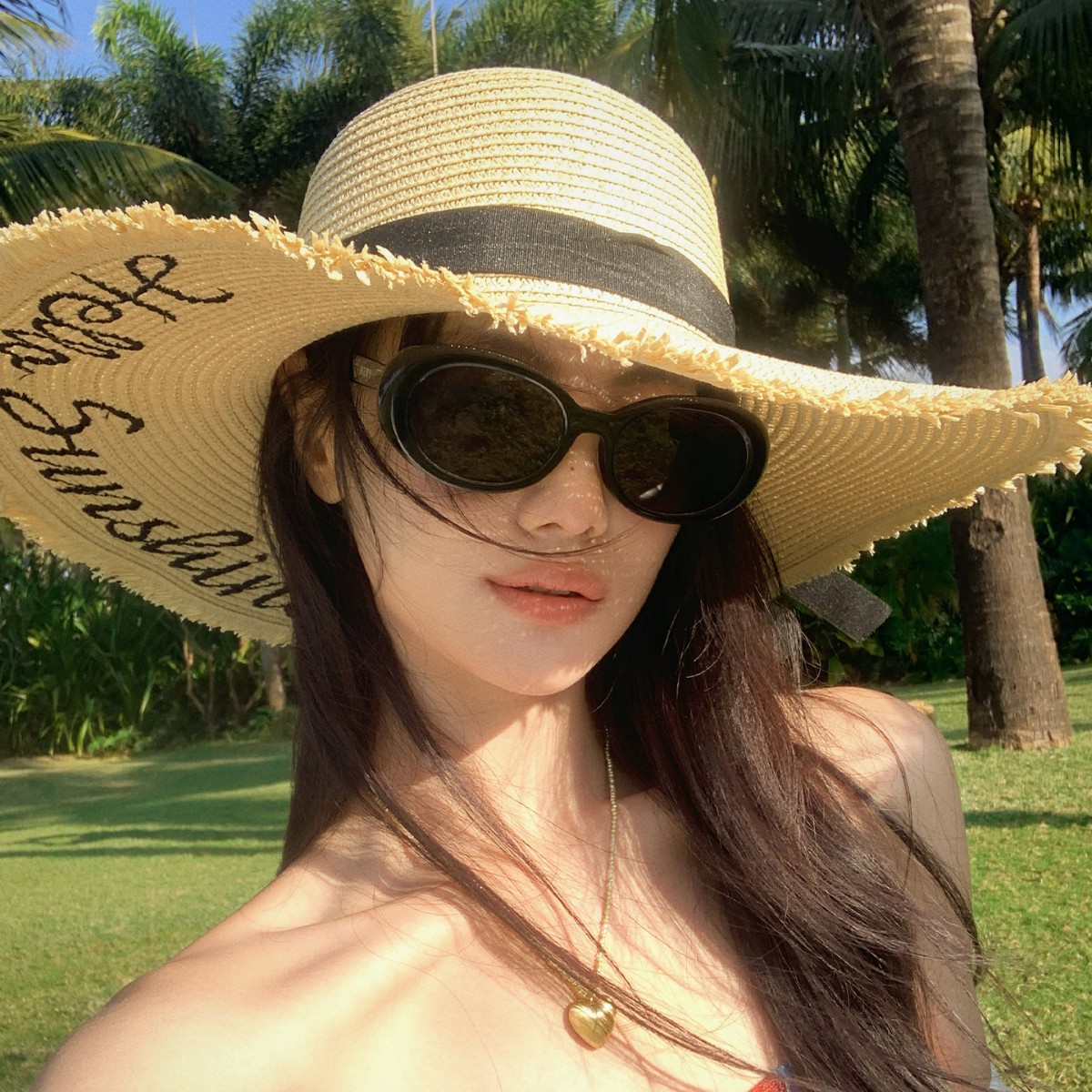 French-Style Letter Embroidery Fringed Straw Hat for Women, Summer Large Brim Uv Protection Beach Vacation Sun Hat