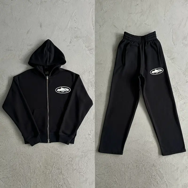 Corteiz Vibe DRILL wind hip-hop padded thickened zipper cardigan hooded sweater Europe and the United States men tide jacket