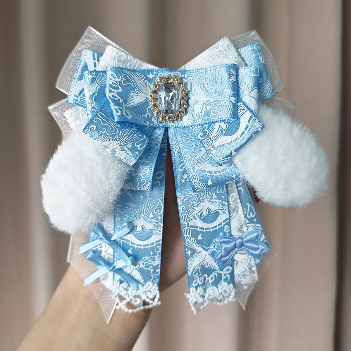 Gumei Anime Ins Lace Butterfly Finished Product Support Stick Accessories DIY Handmade Plush Cute Ita Bag Decoration