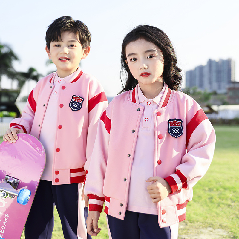 British Style School Uniform Primary School Students' Class Uniform Spring and Autumn Four-piece Children's Baseball Uniform Sports Suit Kindergarten Garden Uniform