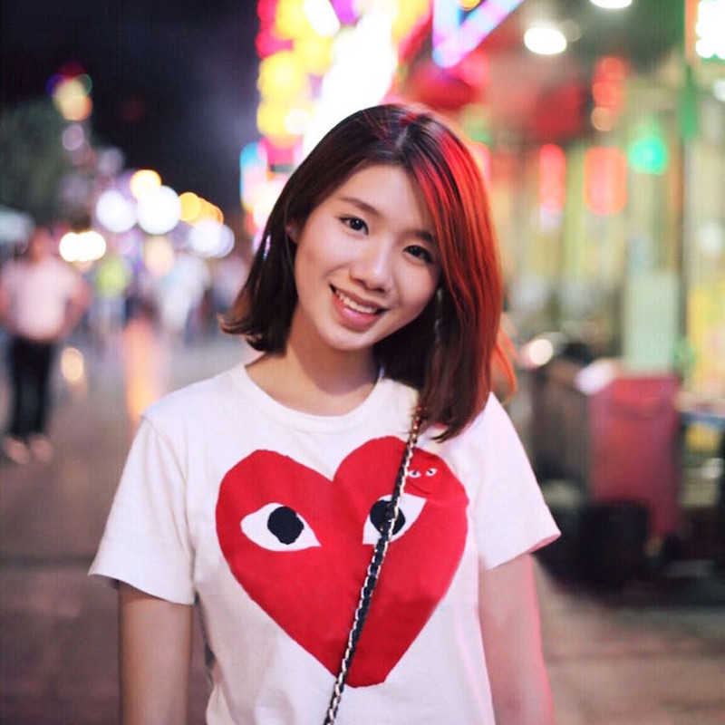PLAY cotton T-shirt parent-child red heart short sleeve big heart round neck short sleeve men and women couple summer casual sweatshirt QC-foto från 1688 på Qualit.ly