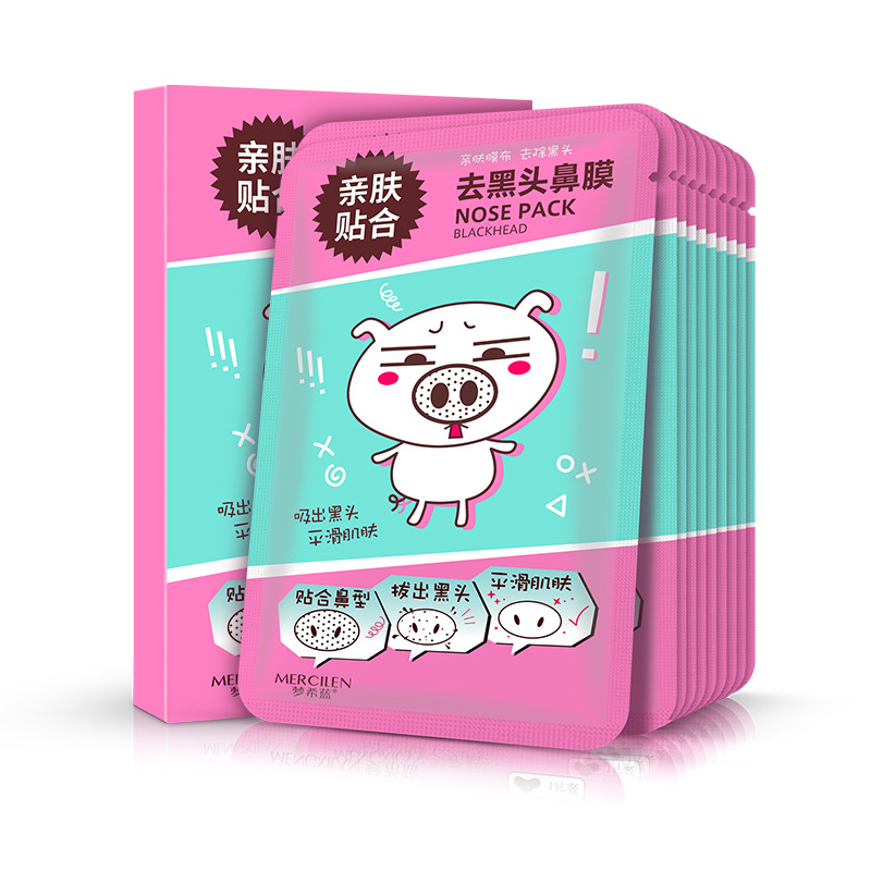 Mengxi Blue Nasal Film Blackhead 10 Pieces/Box Export Acne Nasal Film Skin Care Cosmetics Factory Wholesale