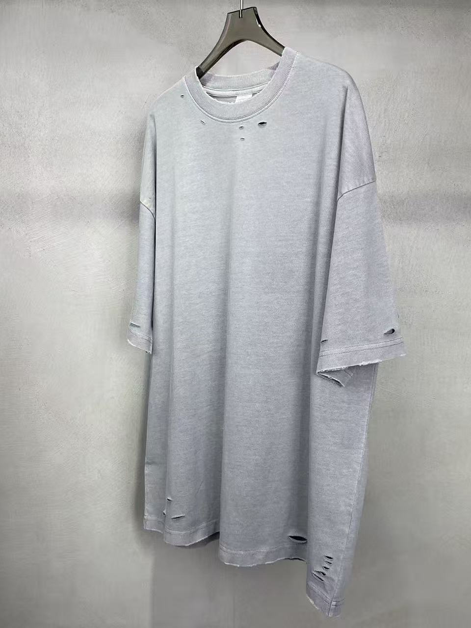 2026 New Cross-Border Vintage Distressed Washed Short-Sleeve T-Shirt American Heavy-Duty Retro Versatile Base Shirt