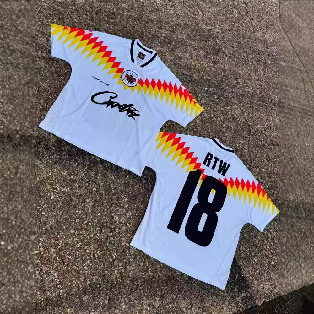 Alcatraz Corteiz Club Jersey Short-Sleeved Color-Blocked Street Embroidered Football Sports Casual T-Shirt