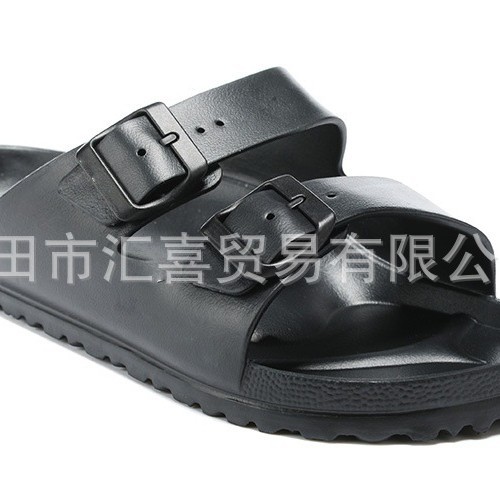 Summer EVA Flat Slippers Outer Wear Flat Shoes Double Buckle EVA Sandals Waterproof Non-Slip Ultra Light Beach Slippers Couple's Shoes Foto QC de 1688 na Qualit.ly