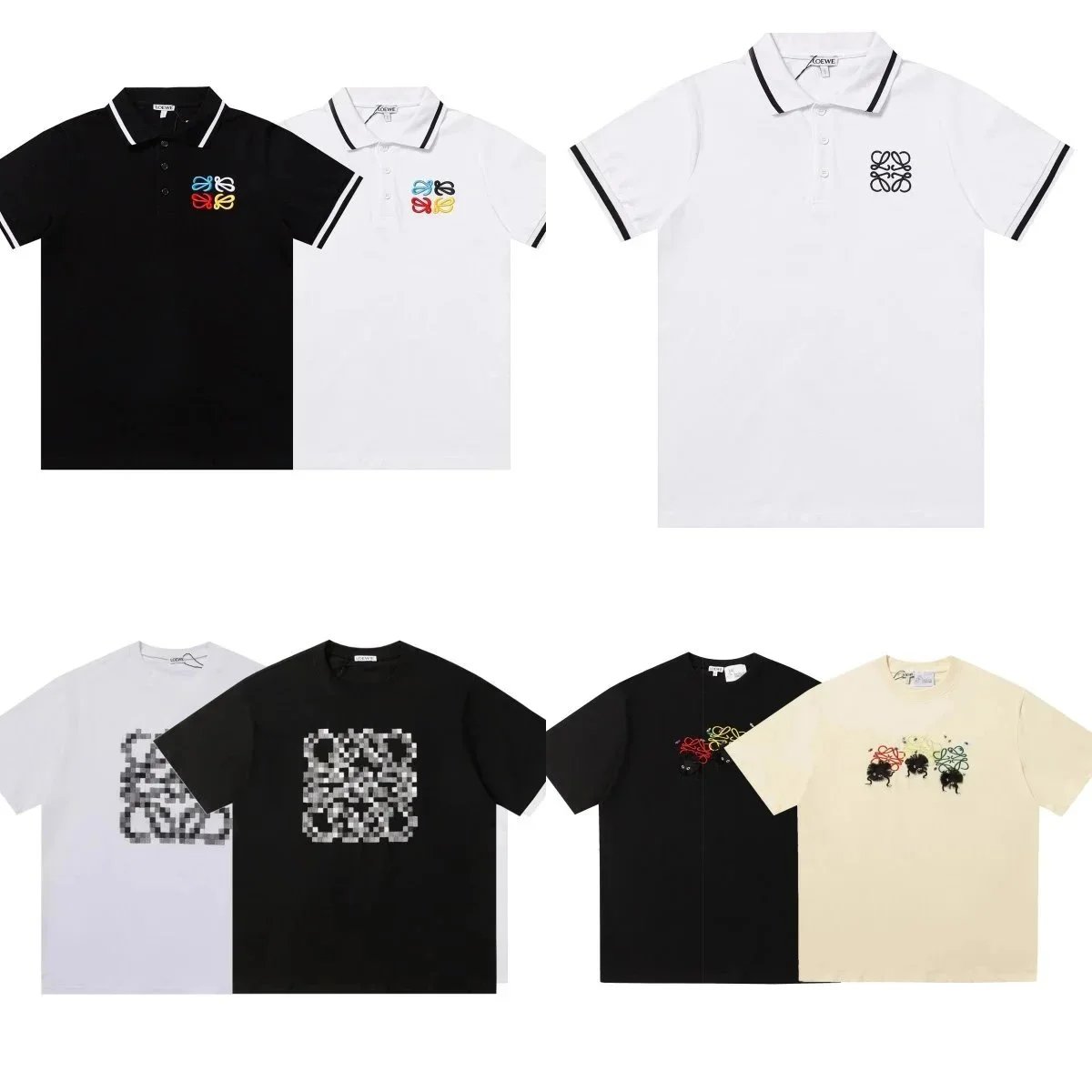 Classic letter-embroidered patchwork short-sleeve collection
