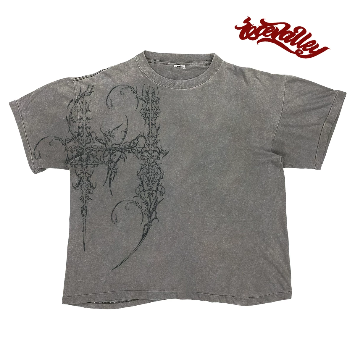 MELANIN original tattoo artist rock heavy metal American retro heavy weight line draft T-shirt men's and women's short sleeved shirt