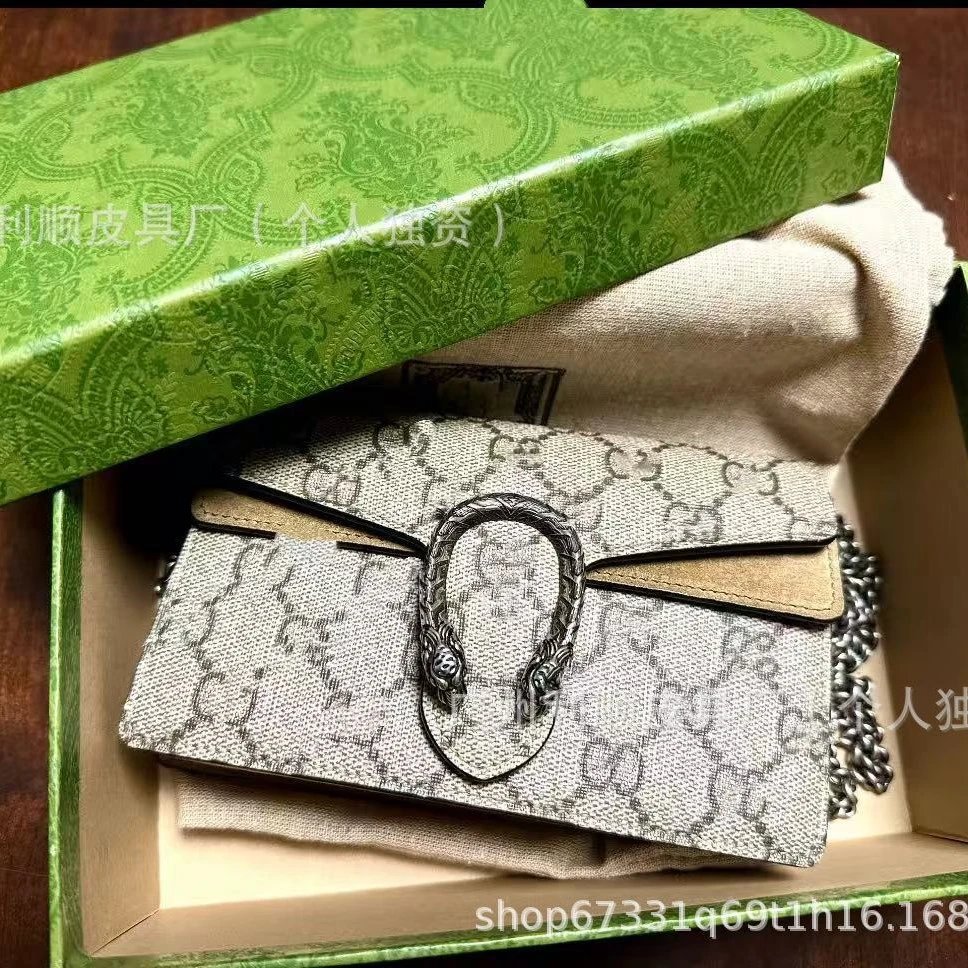 广州高版双G家dionysus酒神包印花虎头扣小号链条信封单肩斜挎女