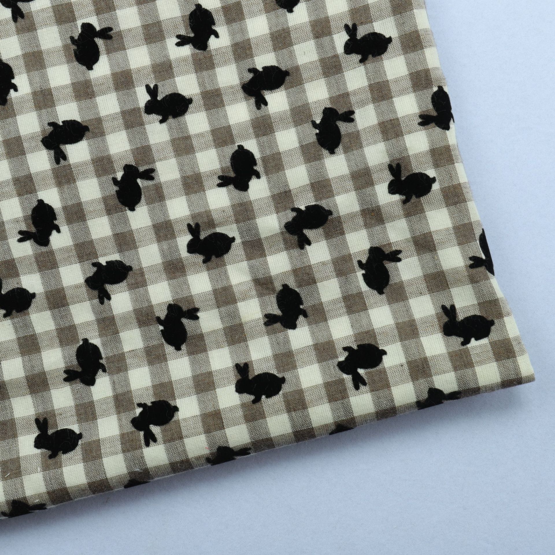 Autumn and Winter flocking bunny children's shirt coat suit skirt fabric cotton double-layer yarn-dyed plaid fabric