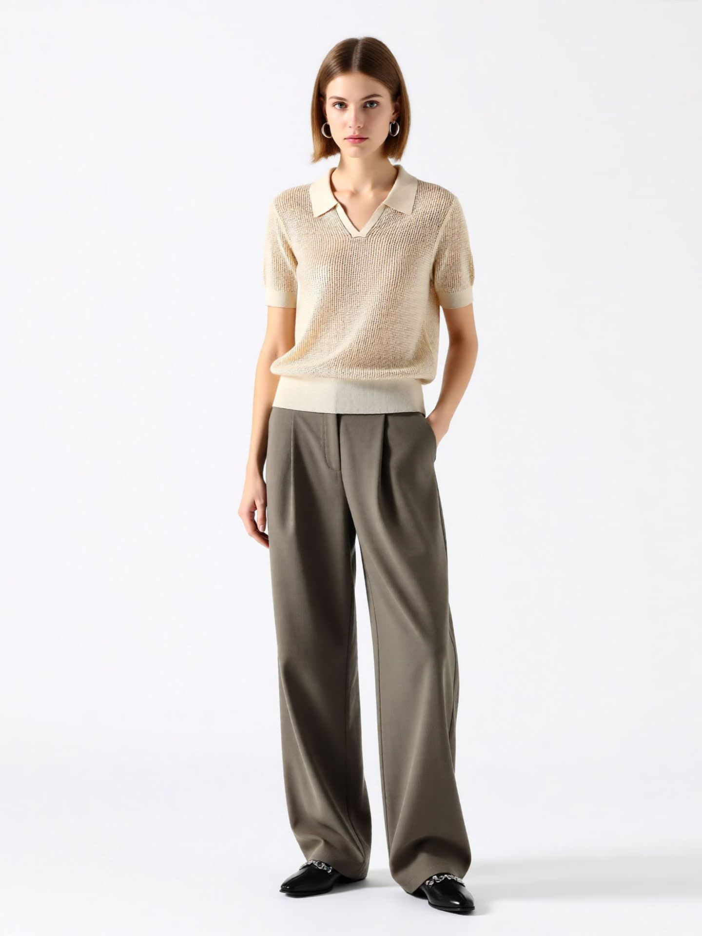 BC Counter Same Style Mulberry Silk Lassel Hollow Knitted Sweater Women's Summer New Casual Solid Color Lightweight Breathable Short Sleeve