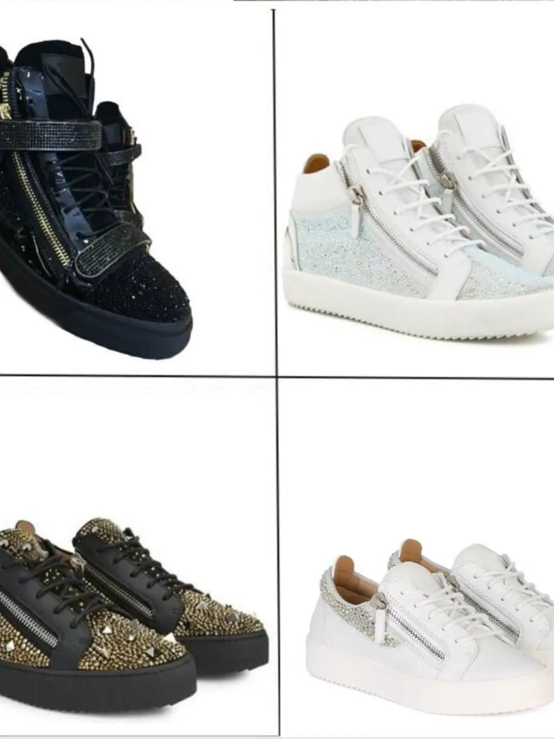 European New Style Mid-Top Gz Men's Shoes with Rhinestone Studs, Genuine Leather, Zipper, Nightclub Student Trendy Cool Thick-Soled Women's Shoes for Spring and Autumn