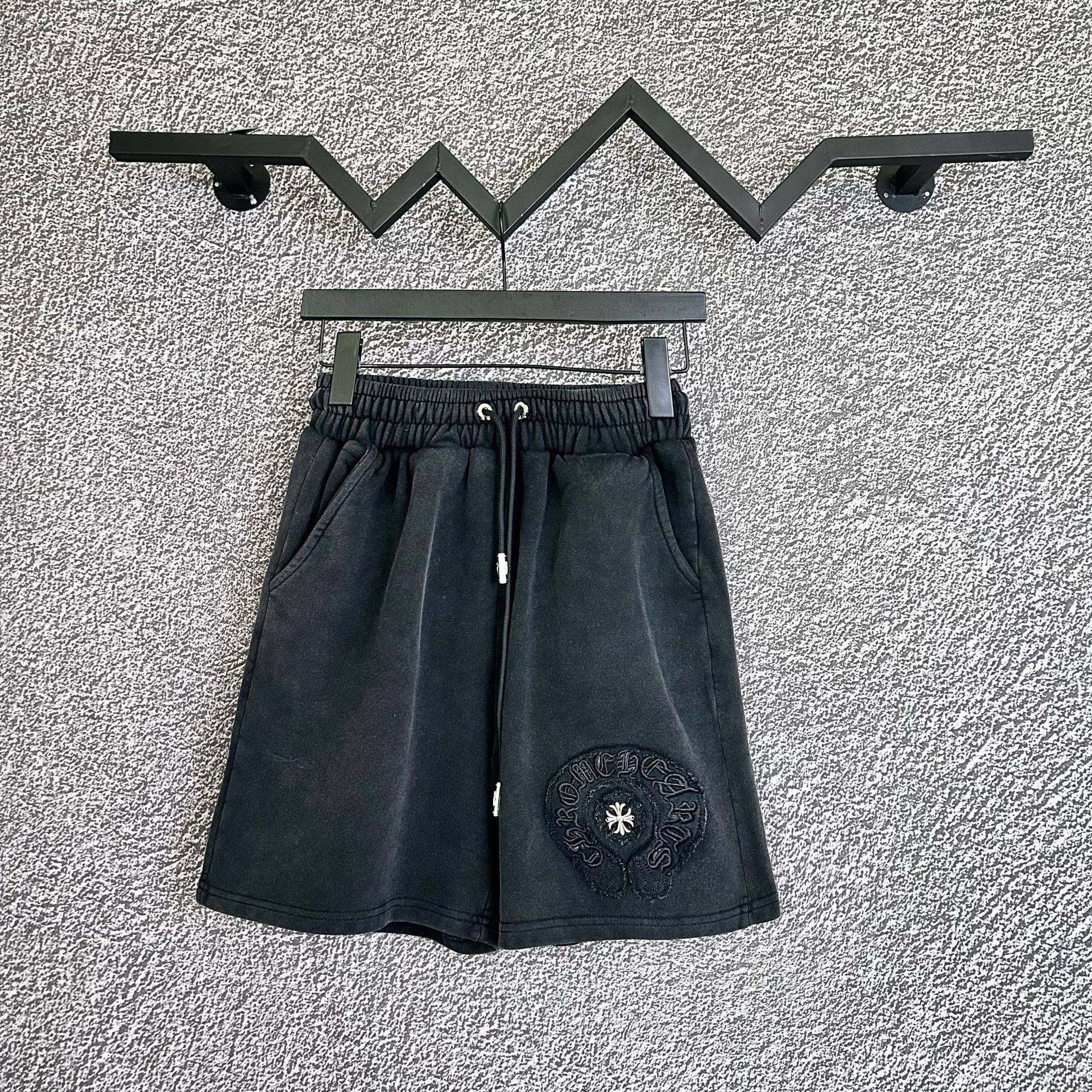 Ch25Ss Summer New Ch Crochet Casual Drawstring Terry Fabric Shorts for Men and Women, Factory Ready Stock Direct Delivery