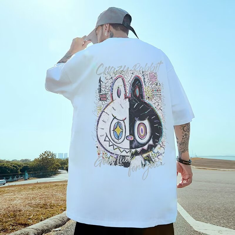 Oversized American-Style Trendy Brand Plus-Size Men's Loose Fit Hip-Hop Short-Sleeve T-Shirt 150kg Summer Half-Sleeve
