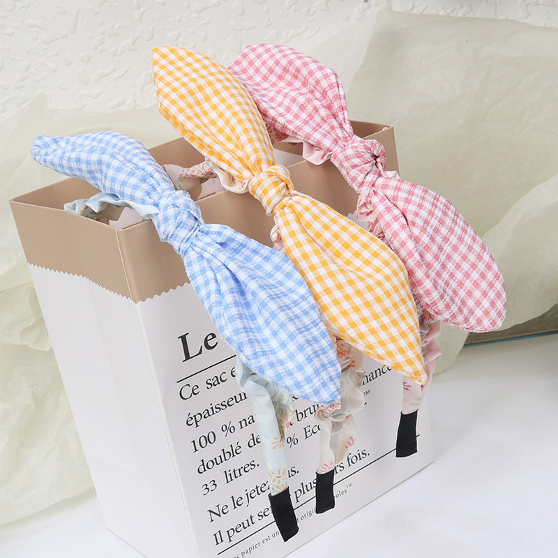 New Children's Hairband Plaid Bow Floral Rabbit Ear Hairpin Girls Cute Little Girl Headband Hair Accessories