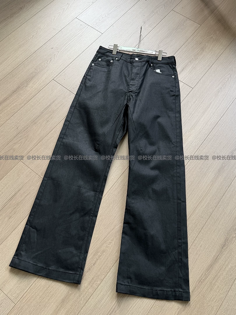 (Wax top coating) RO polyline brush wax coating Loose Straight-leg Mop version opium denim pants