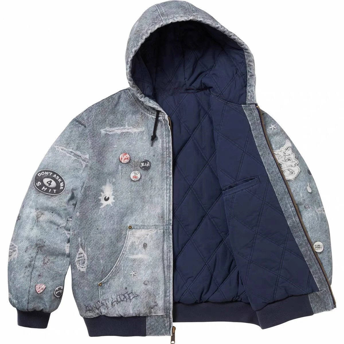 24FW HJR joint Hooded Jacket 3D digital printing Print Hooded cotton-padded Jacket Jacket Outwear