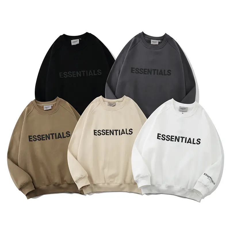 Europe and the United States high street tide brand Essentials three-dimensional embossed reflective men's round neck sweater hip-hop loose jacket FOG
