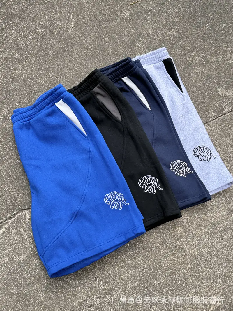 ME Baggy Shorts拼色刺绣LOGO七分裤欧美嘻哈街头宽松运动短裤男