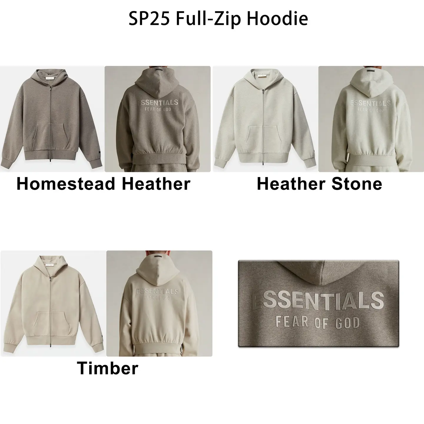 Essentials Fear of God SP25 Full-Zip Hoodie Homestead Heather