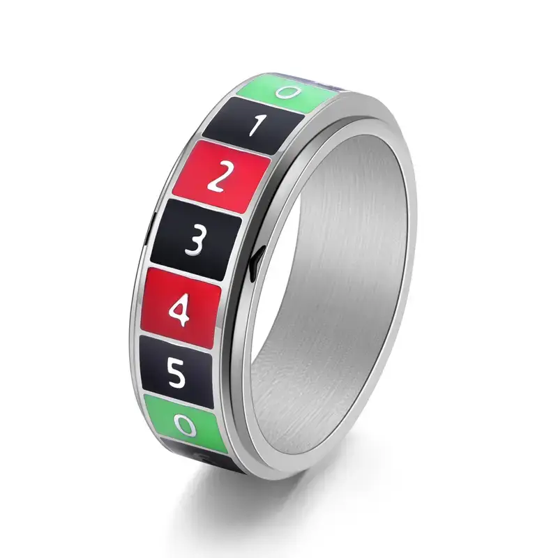 European and American jewelry trendy domineering stainless steel Arabic digital rotatable ring versatile student couple tail ring